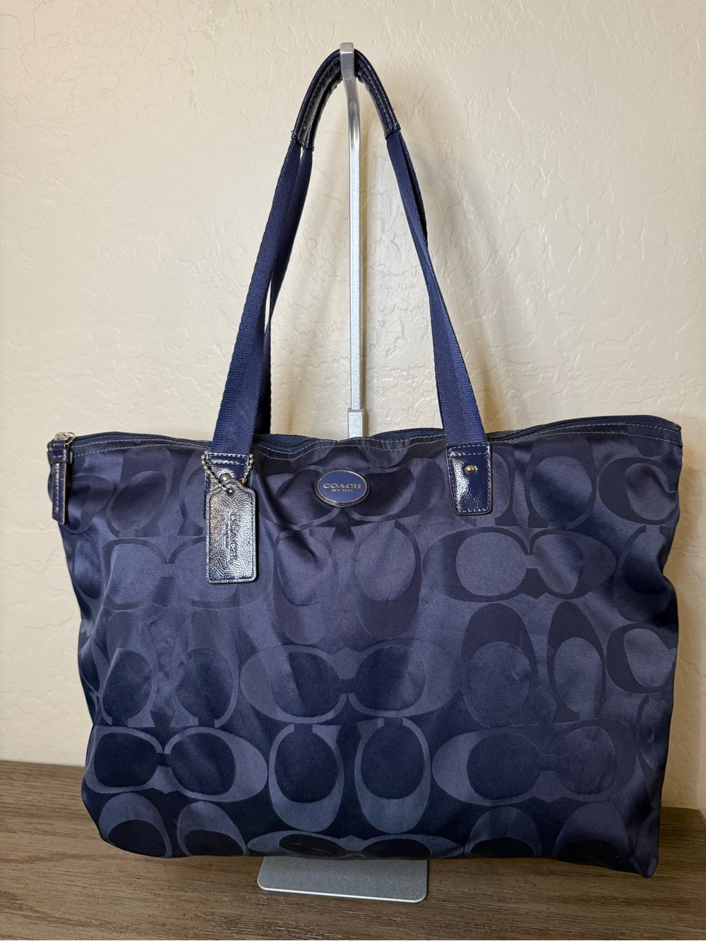 Coach Navy Signature Jacquard Tote